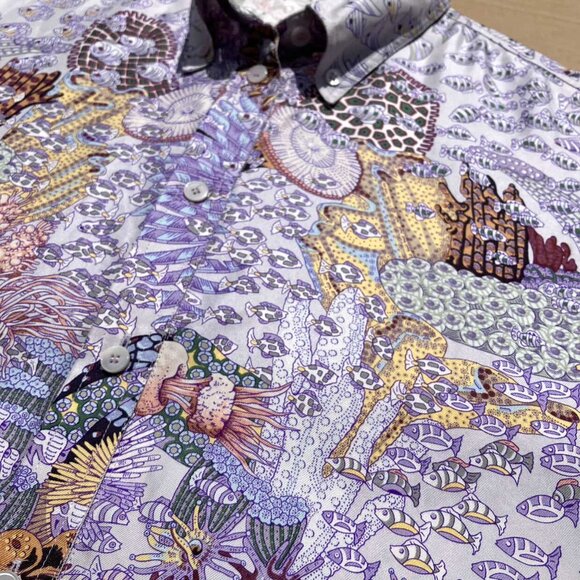 HERMES Paris Seeveless Silk Shirt Top Ocean Print Recontre Oceane Size 38 S NWT - Picture 7 of 16